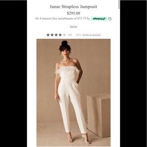 Brand new with tags white feathered jumpsuit from BHLDN! Never worn! Size 2